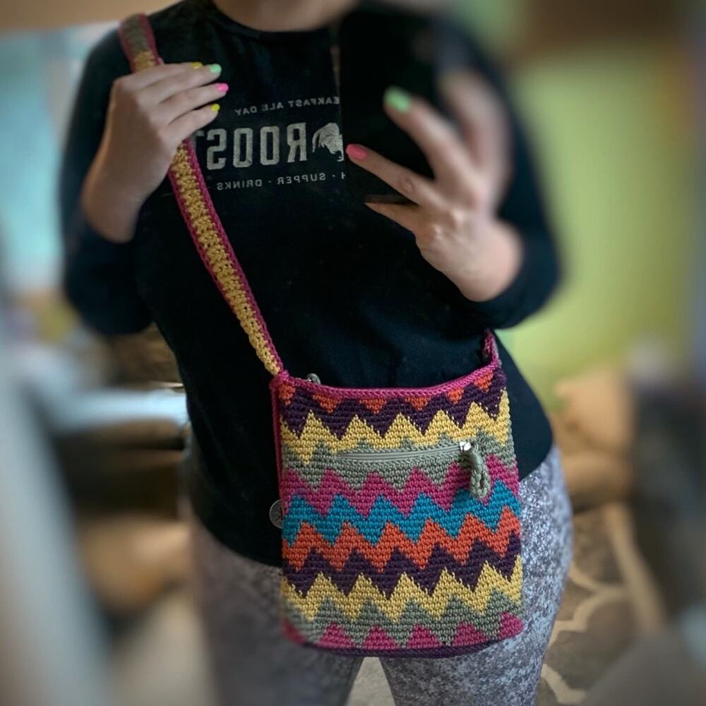 The Sak Boho Zig Zag Pattern Rainbow Colorful Cro… - image 2